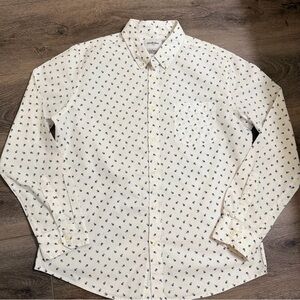 Goodfellow & Co men’s button-up shirt size large white blue micro floral